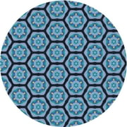 Ahgly Company Indoor Round Patterned DarkSlate Blue Purple Area Rugs, 5' Round