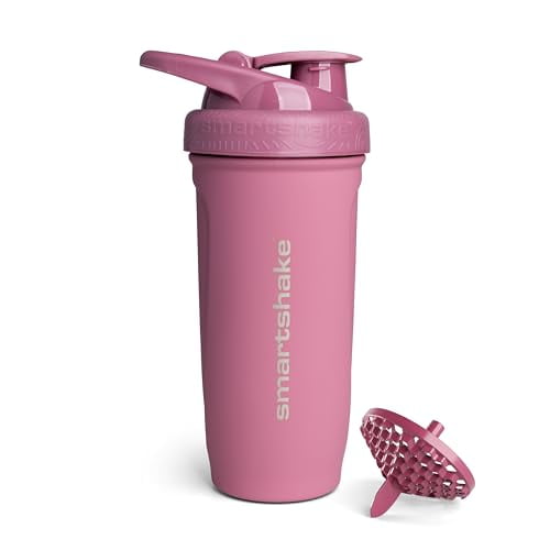 Smartshake Reforce Botella Coctelera de Proteínas de Acero Inoxidable 900 ml | 30 oz - Tapa roscada a prueba de fugas - Sin BPA - Botella no aislada - Unisex (Rosa profunda)