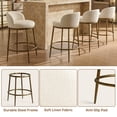 thumbnail image 4 of Morden Fort Counter Height Bar Stool, 26" Metal Bar Stool with Hammered Metal Legs & Curved Low Back for Kitchen Island, Upholstered Linen Seat Cushion Island Chair, Gold, 4 of 10