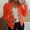 thumbnail image 3 of Lcziwo Casual Coat for Women Long Sleeve Notch Collar Cardigan Blazer Open Front Office Work Jackets Plain Button Up 2025 Outerwear Orange,XXL, 3 of 5