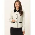 thumbnail image 2 of Elegante chaquetón de invierno con cuello vuelto y bolsillos en contraste para mujer Blanco Crema S, 2 of 6
