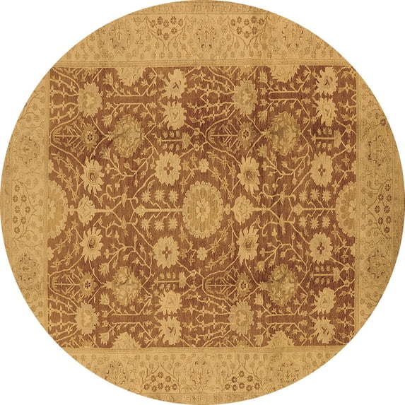 Ahgly Company Indoor Round Oriental Brown Industrial Area Rugs, 8' Round