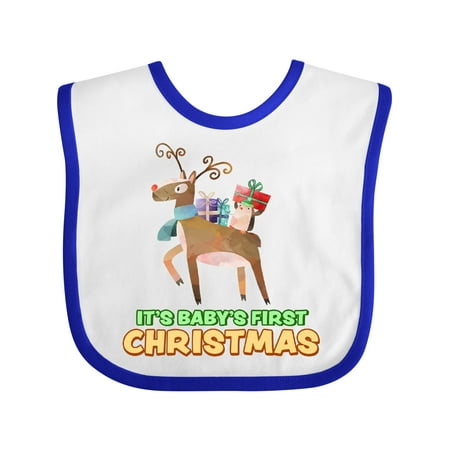

Inktastic Baby s First Christmas Reindeer Gift Baby Boy or Baby Girl Bib