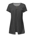 thumbnail image 4 of Sanbonepd T Shirts for Women Plus Size Henley Tunic Tops Short Sleeve Button Up Casual Ruched Blouses Clothes Peplum Flowy Summer Tops Grey, 4 of 4