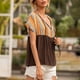 thumbnail image 4 of Camiseta de mujer Camiseta étnica de manga corta con cordones huecos Top casual de verano, Marrón, S Inevent AP001227-13, 4 of 7