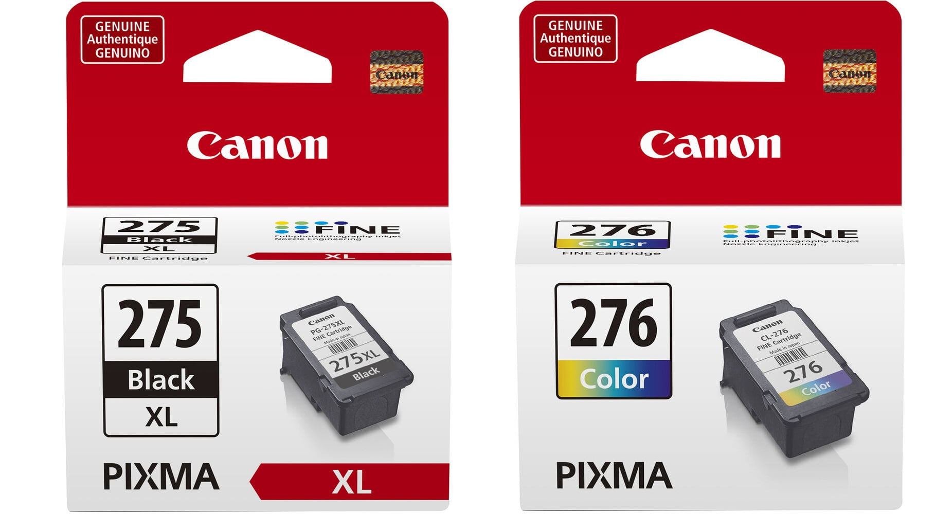 Canon PG-275XL Black Ink, CL-276XL Color Ink, Black Cyan Magenta