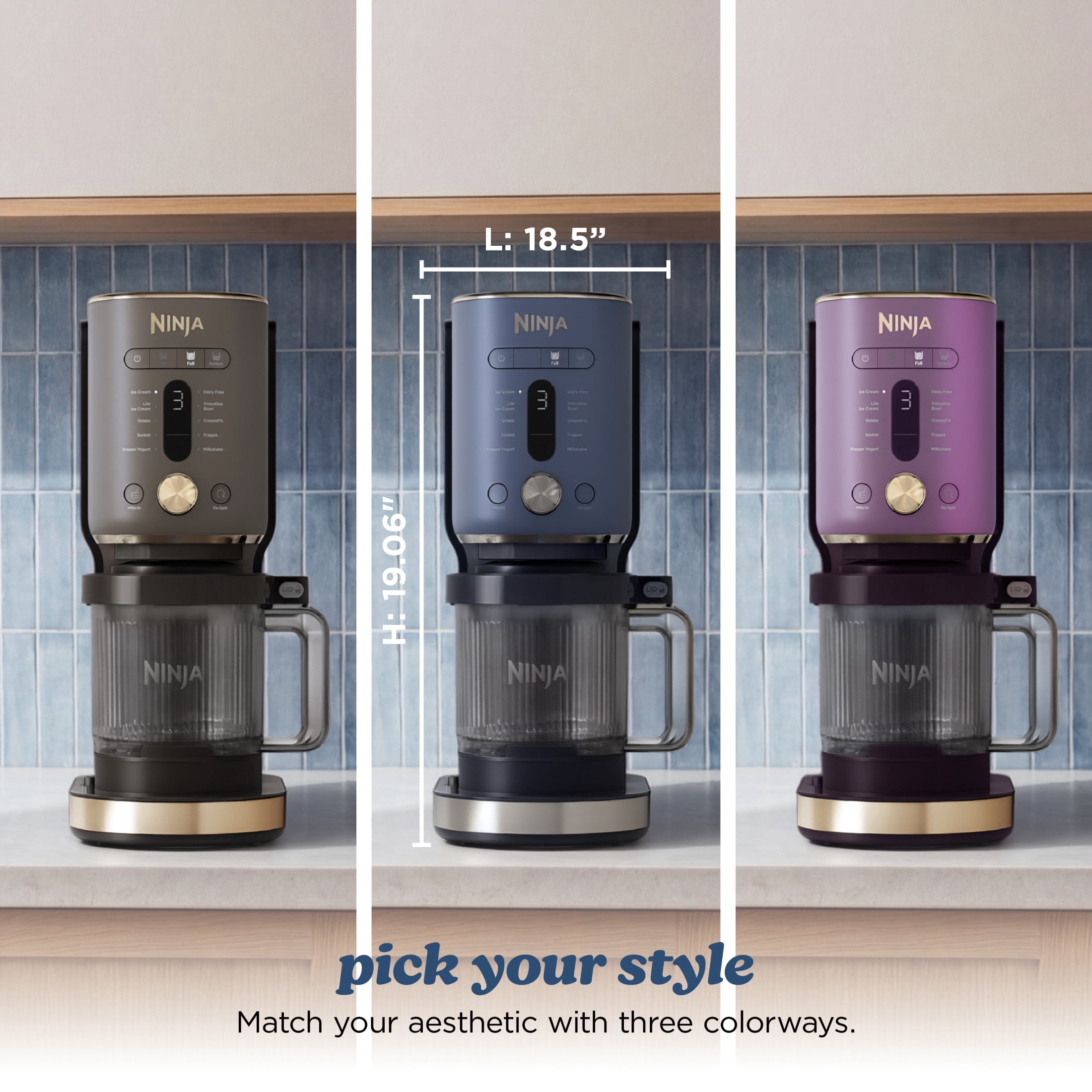 Ninja Creami XL Ice Cream Maker, Sorbet, Milkshakes, Frozen Yogurt, Dairy Free, 11 One-Touch Programs, (2) 24 Oz Family-Sized Tubs & Lids, NC601 Navy