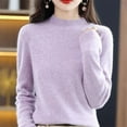 thumbnail image 2 of DHFJKG Women Knit Sweater Half Turtleneck Classic Fit Solid Color Pullover Sweater For Autumn Winter Long Sleeve Mockneck Lightweight Comfort Tops, 2 of 5