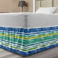 thumbnail image 1 of Paint Bed Skirt, Striped Pattern of Horizontal Brushed Lines in Blue and Green Tones Art Print, Elastic Bedskirt Dust Ruffle Wrap Around for Bedding Decor, 4 Sizes, White Multicolor, by Ambesonne, 1 of 2