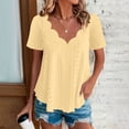 thumbnail image 6 of VBVC No Boundarie Women's Plus Hollow-Out Blouses,Ladies Summer Short Sleeve T-Shirt,Breathable Tunics Top For Women,Yellow,S-5XL, 6 of 10