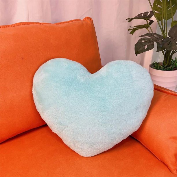 Zhuge Almohada decorativa para el hogar, almohada de felpa de color sólido con pelo de conejo de imitación, almohada de cintura para sofá de sala de estar(verde menta)