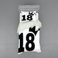 thumbnail image 1 of Ambesonne Cartoon Bedding Set 3 Pcs, Jersey Seem Bold 18, Twin XL, Black and White, 1 of 3