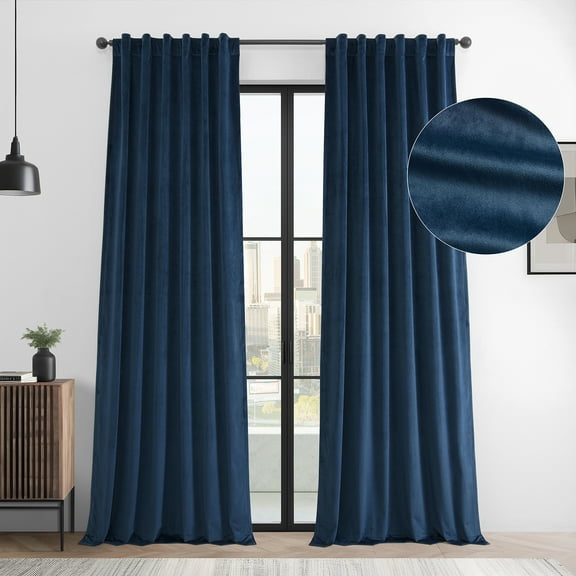 HPD Half Price Drapes Basic Deluxe Velvet Room Darkening Curtains with Rod Pocket - 2 Panels Set - Window Curtains for Living Room & Curtains for Bedroom, 50W X 108L, Deep Cobalt Blue