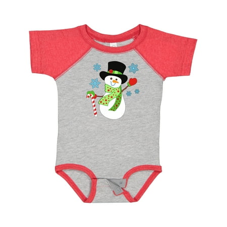 

Inktastic Christmas Snowman in Top Hat with Candy Cane Gift Baby Boy or Baby Girl Bodysuit