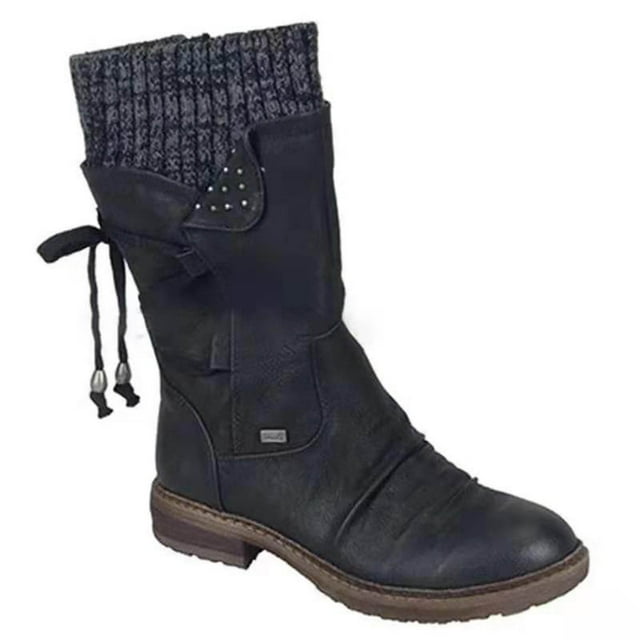 CEHVOM Autumn And Winter New Woolen Yarn Snow Boots Back Strap Plus Size Boots Women