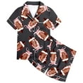thumbnail image 3 of Tiijoy Toddler Girls Pajamas Football Print Short Sleeve Button Down Top Shorts Sleepwear, 3 of 3