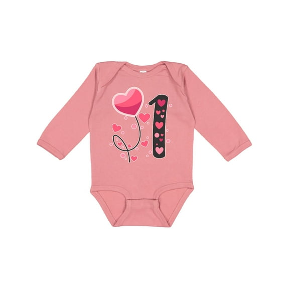 Inktastic Valentine's Day First Birthday Boys or Girls Long Sleeve Baby Bodysuit