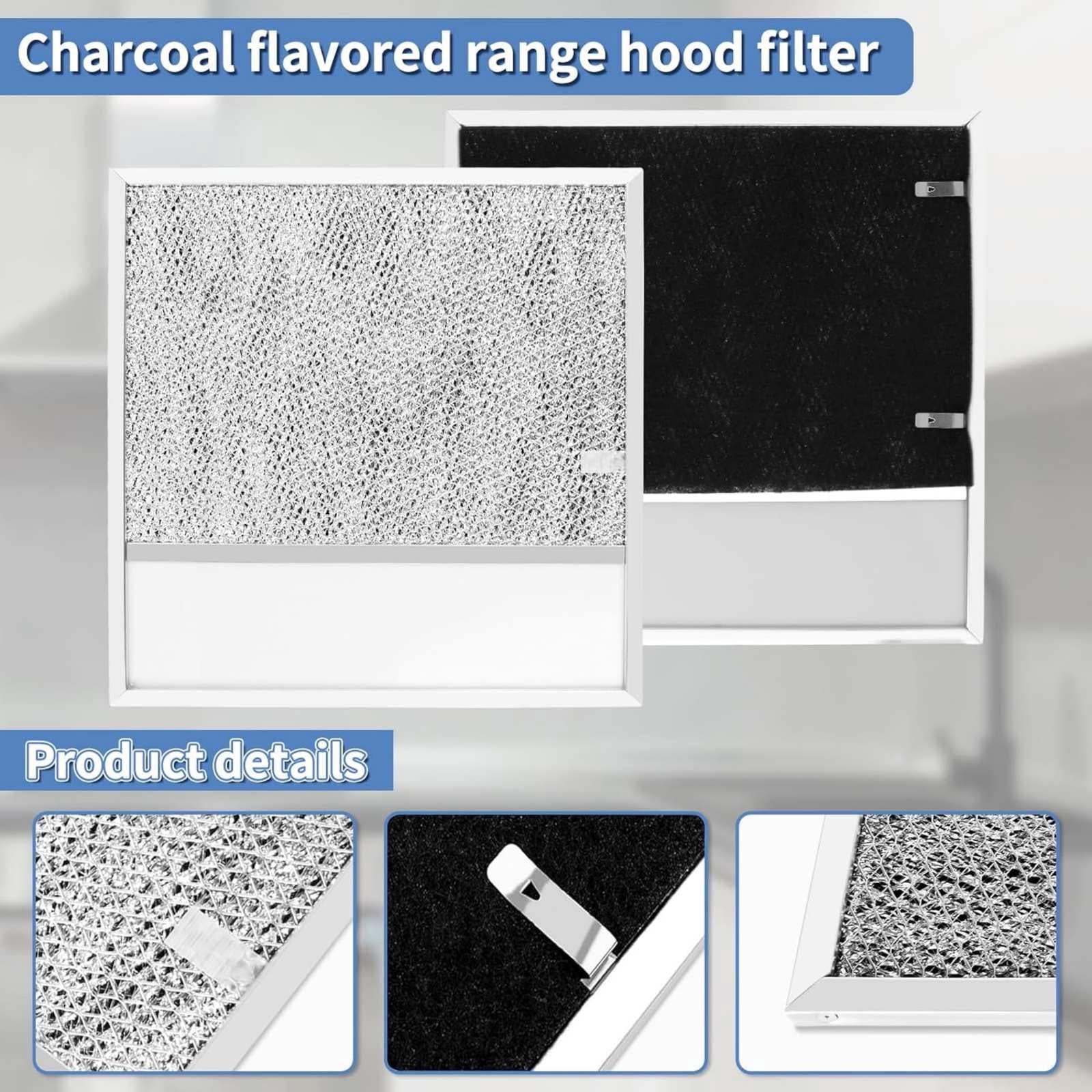 TAPDRA 11.4x11.8in Range Hood Grease Filter BP57 for Broan Estate Whirlpool Vent Hoods Aluminum Activated Carbon Filter