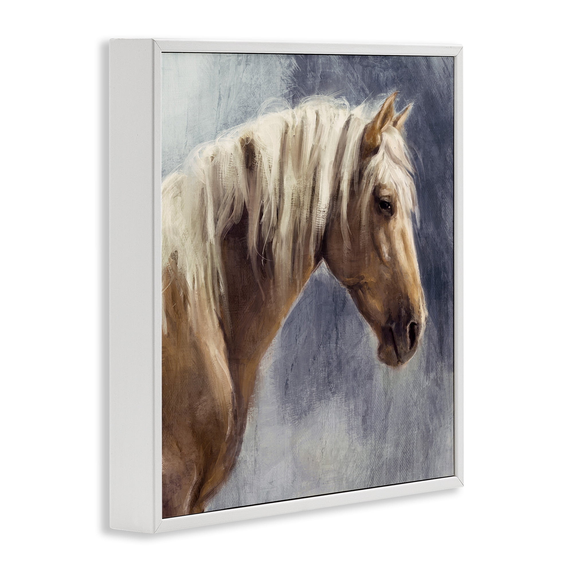 Stupell Industries Golden Boy Horse Animals & Insects Painting White Framed Art Print Wall Art, 17 x 17