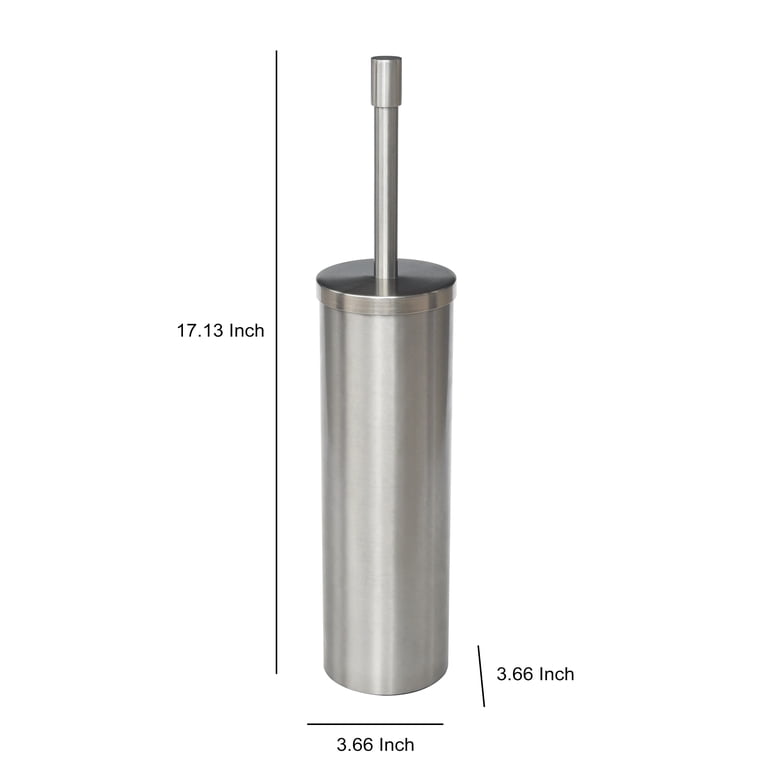 TINYROW Glass Wall-Mounted Toilet Brush Holder - Brushed Nickel, Square Design, Hygienic & Leak-Proof