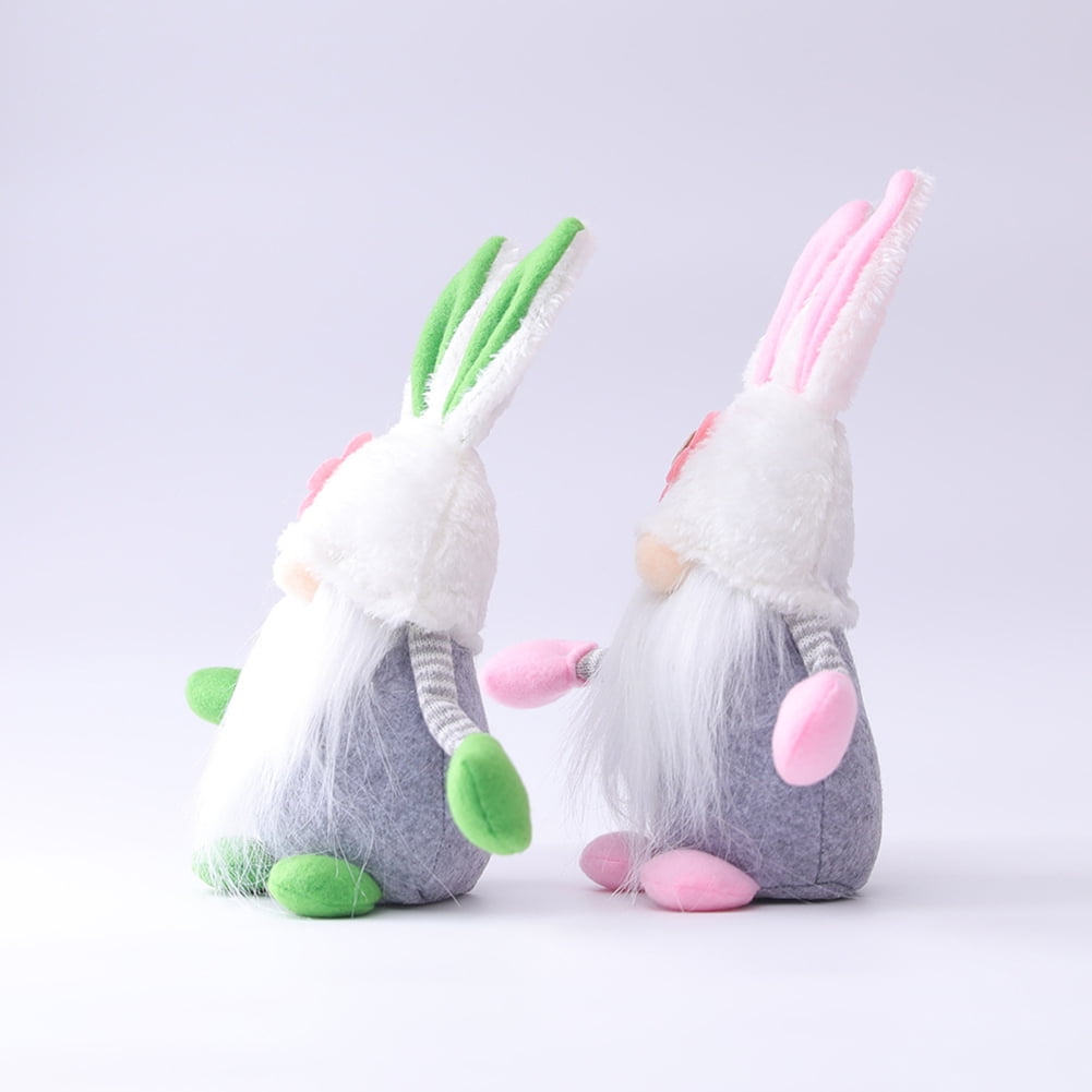 Kepooman 2 Packs Floral Faceless Mr and Mrs Gnome Bunny Doll for Decor Gifts, Multi-color