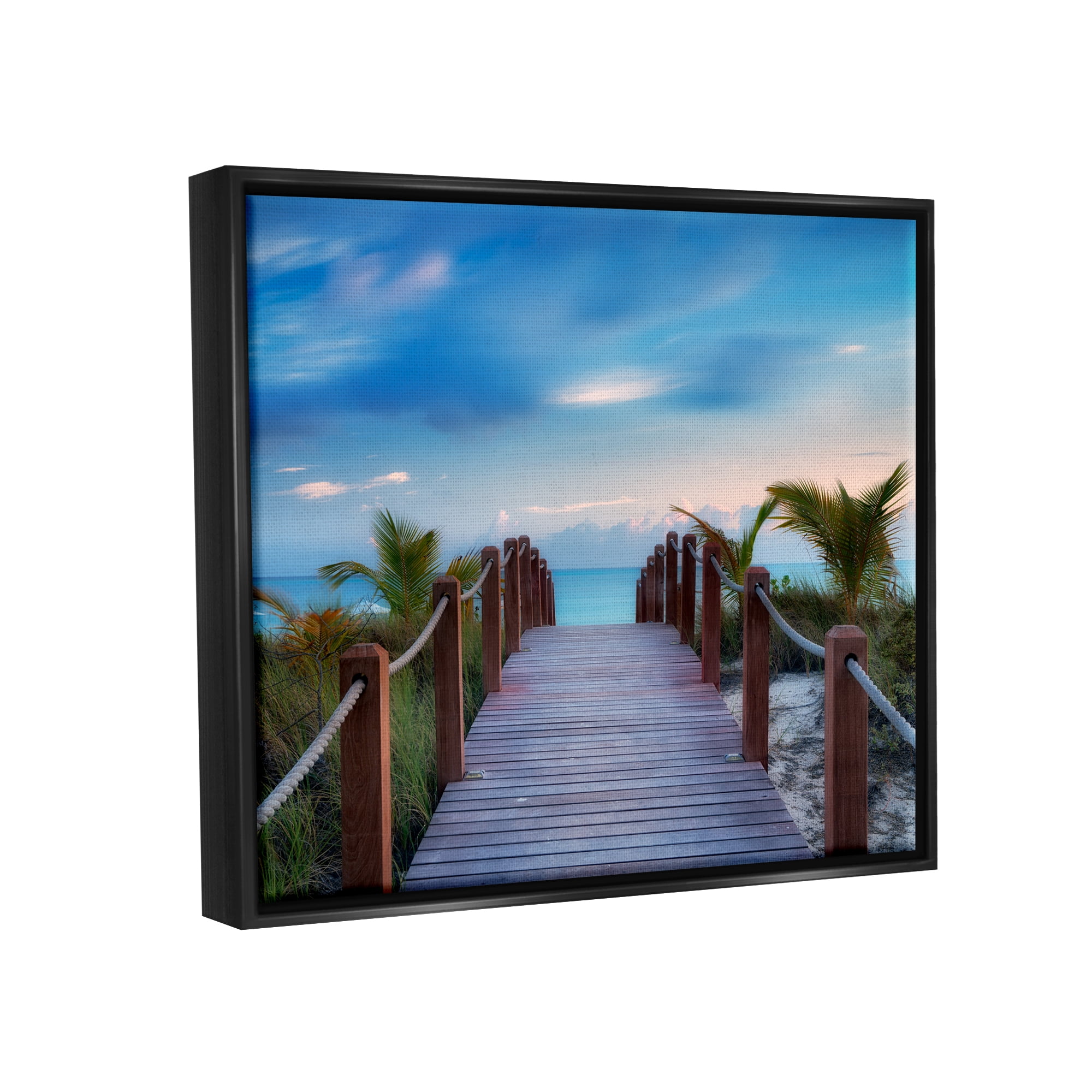 Stupell Industries Tropical Boardwalk Beach Path Coastal Photography Black Floater Framed Art Print Wall Art
