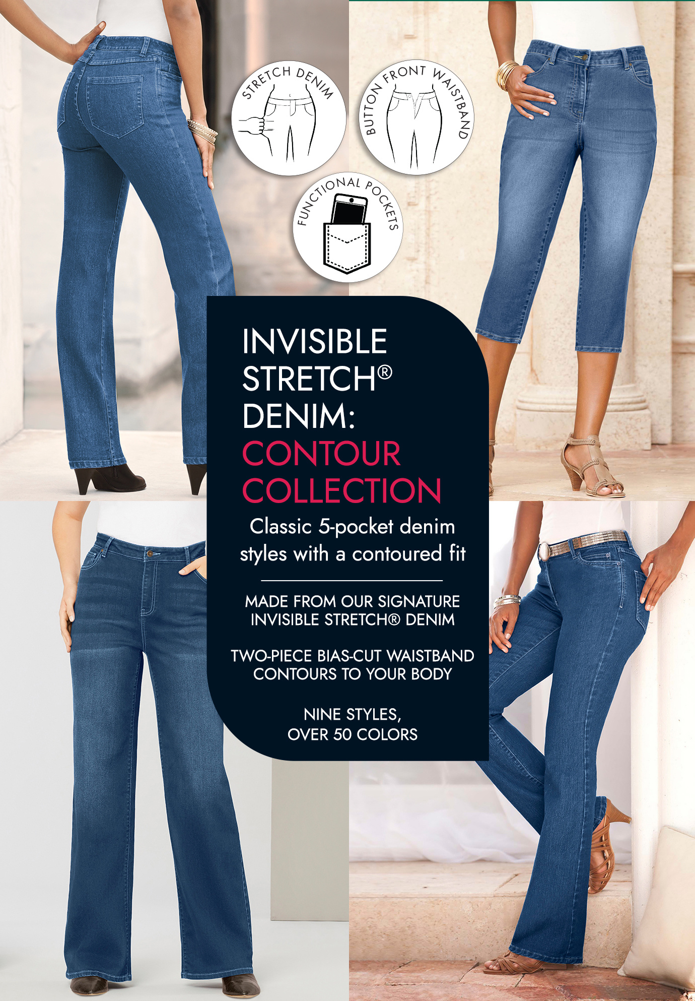 Roaman's Women's Plus Size Invisible Stretch Contour Capri Jean Jeans - image 5 of 6
