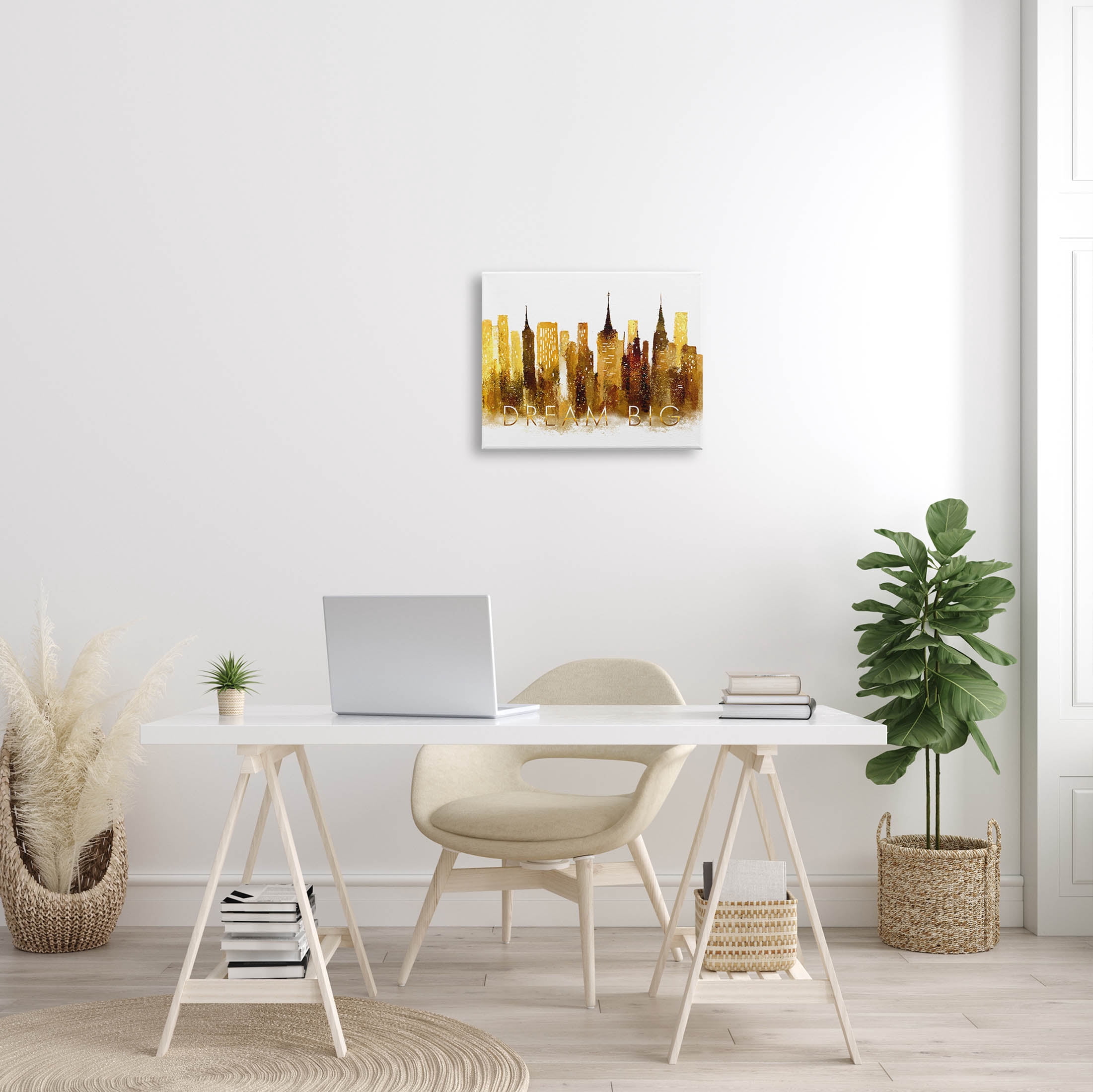 Stupell Industries Dream Big Glam City Skyline Graphic Art Gallery Wrapped Canvas Print Wall Art, Design by Ziwei Li