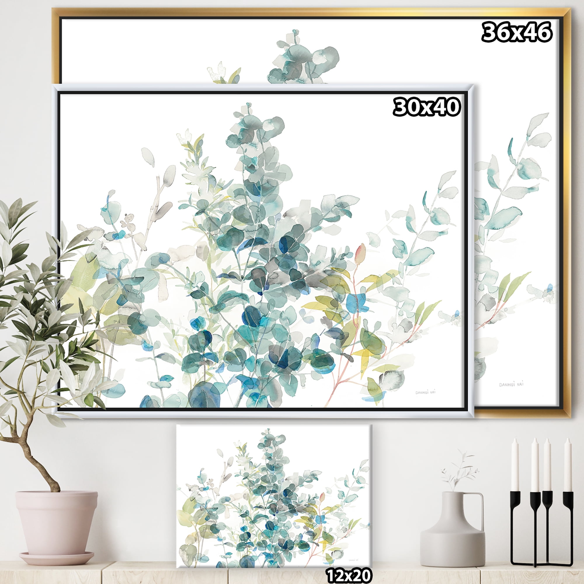 Designart ' Eucalyptus Natural Element ' Farmhouse Framed Canvas
