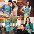 thumbnail image 4 of Cyan Marble Gold Spot Pattern Apron-Garden Aprons for Women with Pockets-Cotton Linen Waterproof Kitchen Cooking Gardening Aprons Adjustable for Kitchen,Cooking,BBQ and Salon 33x27 Inch, 4 of 7
