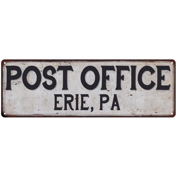 Erie, Pa Post Office Metal Sign Vintage 6x18 106180011295