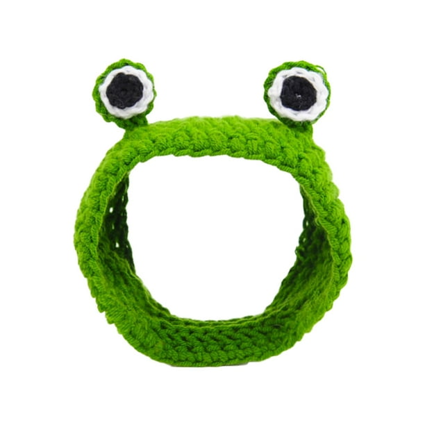 Sombrero de rana para perro, gato, mascota, accesorio para fotos, suave, hecho a mano, tejido, lindo, para cosplay, perro y gato. S