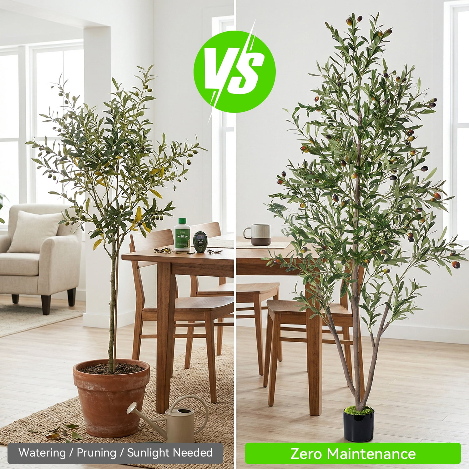 NOVAROOT 6FT Artificial Olive Tree Tall Faux Potted Olive Tree with Lifelike Fruits - Lush Faux Potted Plant for Home/Office Decor Indoor Ourdoor