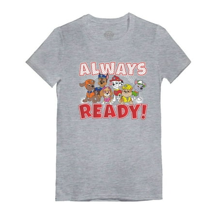 

Tstars Girls Gift for Kids Paw Patrol Always Ready Toddler Kids Shirt Official Nickelodeon Birthday Gift Infant Girls Fitted T Shirt