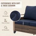thumbnail image 5 of INTER HUT Modern Wicker Patio Sofa, Rattan Outdoor Loveseat Sofa, 2 Seat Loveseat, Brown/Blue, 5 of 8