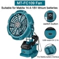 thumbnail image 1 of Para Makita Milwaukee Bosch Dewalt Ryobi Black & Decker Craftsman Ventilador de Batería Li-ion de 18V con Clip USB para Hogar Exterior Taller Ventilador Recargable Viento Potente, 1 of 15