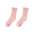 thumbnail image 4 of Yuanlong Womens Crew Socks Scalloped Elegant Ribbed Stockings Solid Color Daily Classic Hosiery, 4 of 4