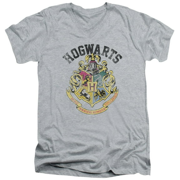 Harry Potter - Hogwarts Crest - Slim Fit V Neck Shirt - Large