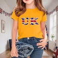 thumbnail image 4 of Chemisier à Manches Courtes à Col Rond Imprimé Drapeau Britannique pour Enfants, Tissu en Polyester, Tenue Décontractée pour l'École, Coupe Douce et Confortable, Haut Estival et Printanier Respirant, Lavable à la Machine, 4 of 5