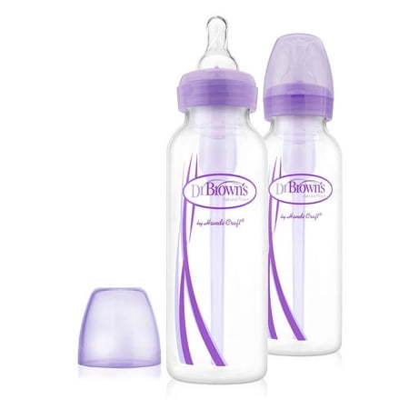 Options Narrow Neck Bottle With Level 1 Teat, 2 Pack (Purple) - 250mL