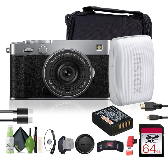 FUJIFILM X-E5 Mirrorless Digital Camera with XF 23mm f/2.8 Lens (silver), Printer -White