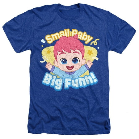 Bebefinn Small Baby Big Fun Unisex Adult Heather T Shirt, Royal Heather, Large