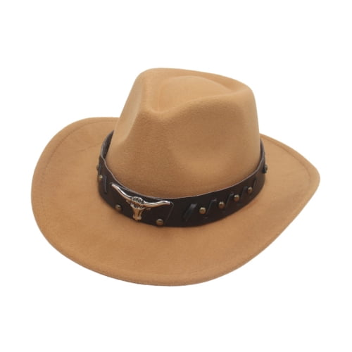 Bobasndm Women Men Classic Felt Wide Brim Western Cowboy  display picture 3