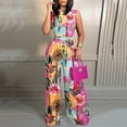 thumbnail image 2 of Women's Sleeveless Mock Neck Wide Leg Jumpsuit Elegant High Waist Party Outfit, 2 of 5