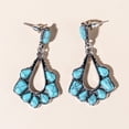 thumbnail image 4 of Mightlink 1 Pair Women Earrings Hollow Waterdrop Shape Faux Turquoise Anti-allergy Lightweight Ear Decoration Jewelry Prom Cocktail Party Hanging Earrings Dangle Earrings, 4 of 6