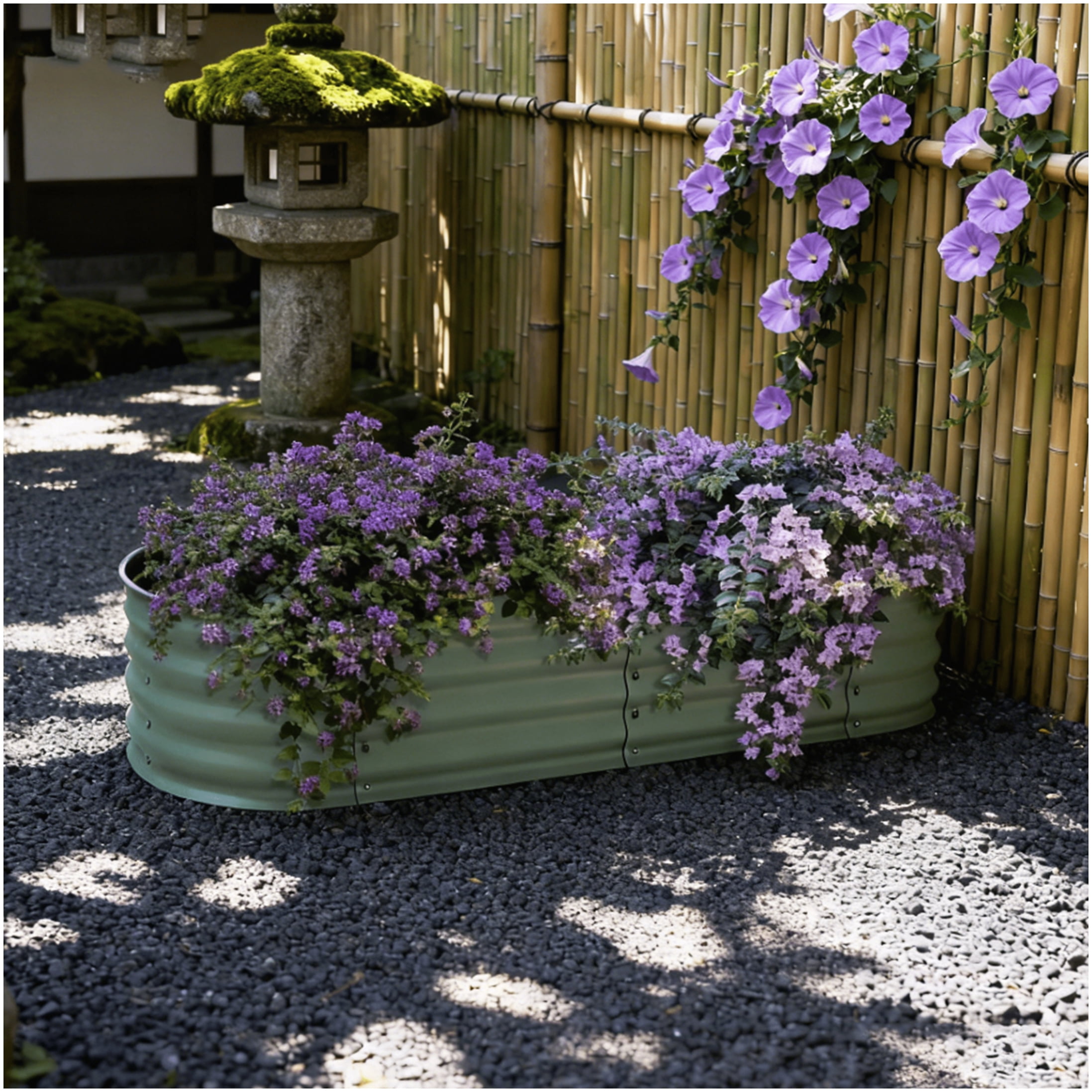Outdoor Metal Raised Garden Bed, 59" L Green Elevated Planter Box Kit with Safety Edging, for Herbs, Vegetables & Flower Gardening