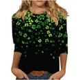 thumbnail image 5 of CLOISE Womens Dressy Blouses 3/4 Sleeve St Patricks Day Plus Size Green Tops Crewneck Holiday Irish Themed Pullover Loose Holiday T Shirts, 5 of 5