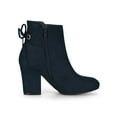 thumbnail image 3 of BLISSFUL STEP Women's Ankle Boots Block Heel Zipper Lace Up Boots Navy Blue 5.5, 3 of 7