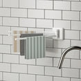 thumbnail image 6 of Yesbay Rotating Towel Rack 3 Poles 180 Degree Rotation Wall-mounted Punch-free Bathroom Bath Ball Kitchen Dish Rag Utensil Holder Wardrobe Organizer, 6 of 7