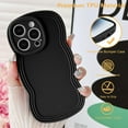 thumbnail image 5 of for iPhone 14 Pro Case 6.1 Inch Curly Wave Frame Phone Case Cute Design Color Aesthetic Phone Case Soft TPU Shockproof Protective Bumper Case Cover for Girls, Black, 5 of 12